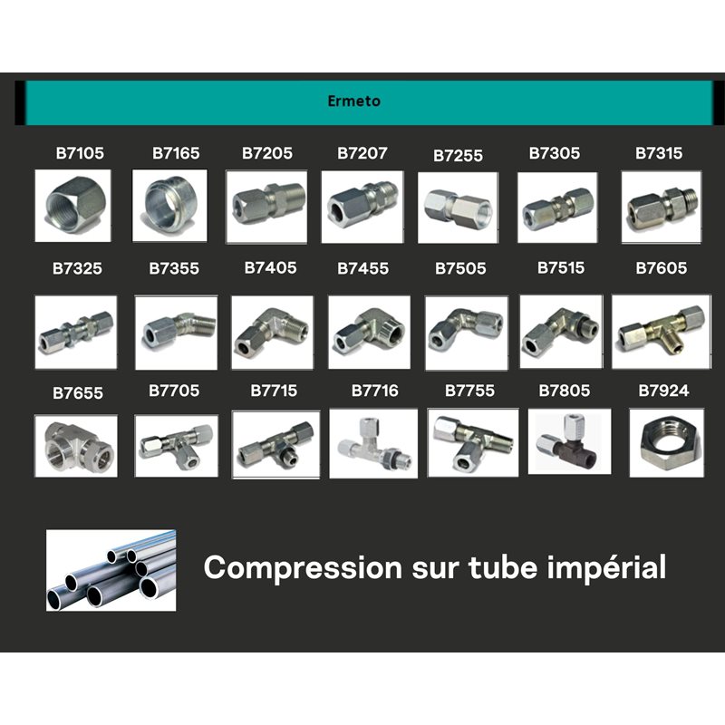 Adaptateurs Ermeto (compression sur tube impérial)