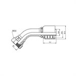 RACCORD 45° UNE PIÈCE FEM BSPP CÔNE 60° 1 / 4" X 1 / 4"