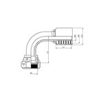 RACCORD 90° UNE PIÈCE FEM JIC 3 / 8" X 1 / 4"