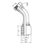 RACCORD 45° UNE PIÈCE FEM BSPP 60° + O'RING Série B43