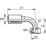 SWAGE FITTING 90° FEM METRIC 12L X 3 / 8"