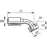 SWAGE FITTING 45° FEM ORFS 5 / 8" X 5 / 8"