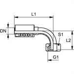 SWAGE FITTING 90° FEM ORFS 5 / 8" X 5 / 8"