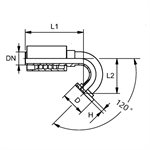 SWAGE FITTING 120° CODE 61 1-1 / 4" X 1-1 / 4"