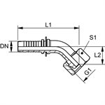 RACCORD 45° FEM BSPP CÔNE 60° 1 / 4" X 3 / 16"