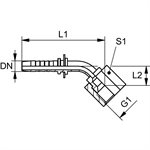 RACCORD 45° FEM JIC 1 / 4" X 3 / 16"