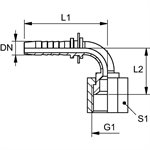 RACCORD 90° FEM JIC 1 / 4" X 3 / 16"