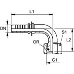 RACCORD 90° FEM MÉTRIQUE 08L X 3 / 16"