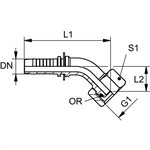 PN AOL 45 (Femelle DIN L 45°+ O’ring)