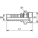 SWAGE FITTING MALE METRIC 8S X 3 / 16"