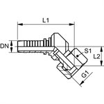 RACCORD 45° COMPACT FEM BSPP CÔNE 60° 1 / 4" X 1 / 4"