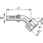 RACCORD 45° FEM ORFS 1 / 4" X 1 / 4" LONGUE PORTÉE 10MM