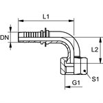 SWAGE FITTING 90° FEM METRIC TO FLAT FACE M14 X 1.5 X 1 / 4"