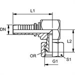 SWAGE FITTING 90° COMPACT FEM BSPP CONE 60° 1 / 4" X 1 / 4"