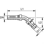 RACCORD 45° MÂLE WEO 13MM X 1 / 4"