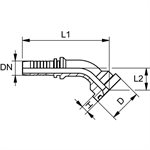 SWAGE FITTING 45° CODE 61 1 / 2" X 1 / 2"